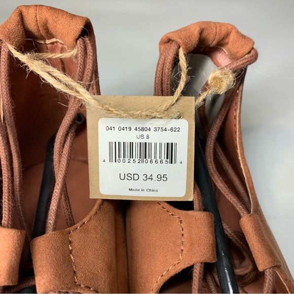 American Eagle Suede Pointed Toe Lace Up Ballet Flats Size 8 NWT Rose - Picture 10 of 14